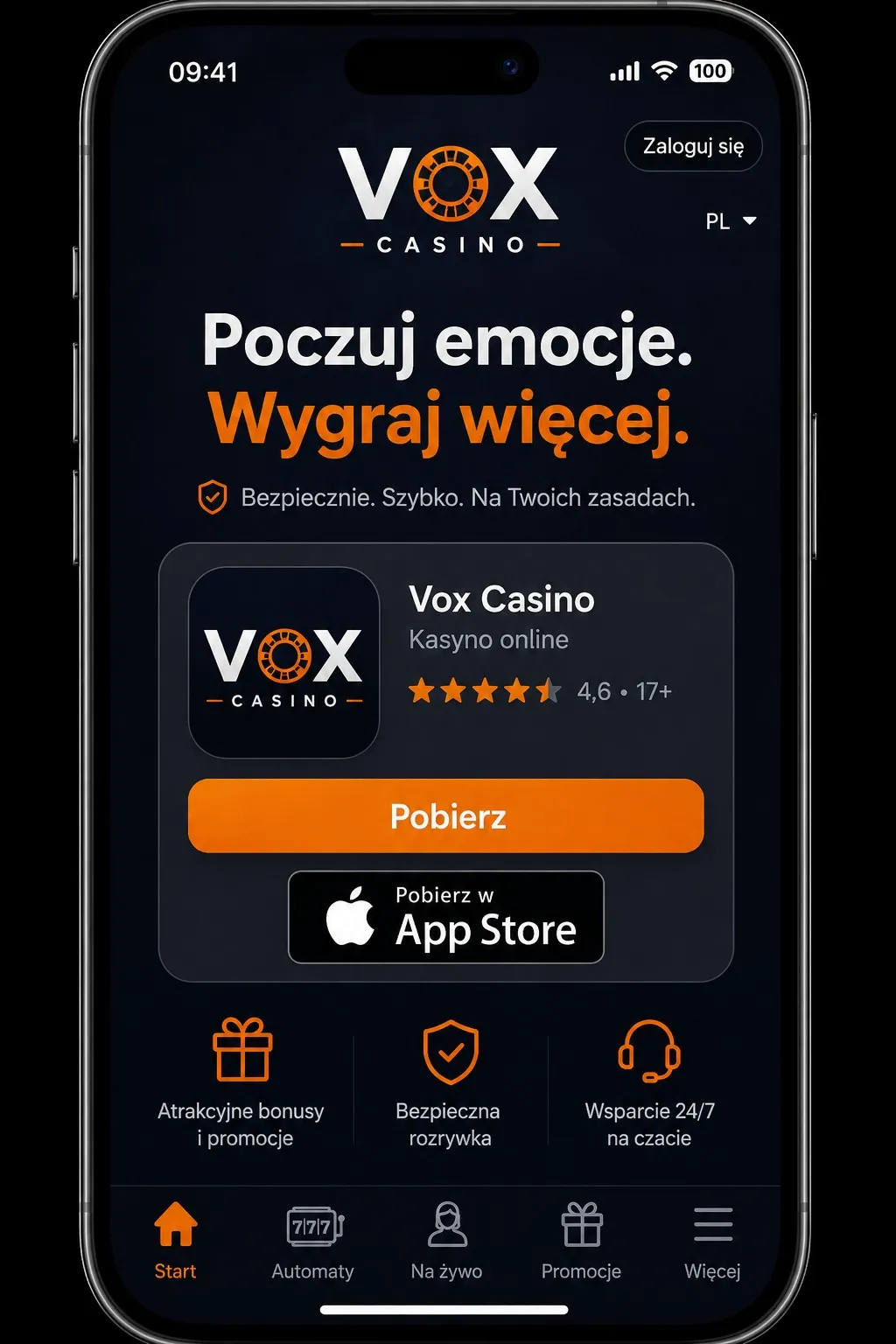 Aplikacja Vox Casino na iPhone i iOS