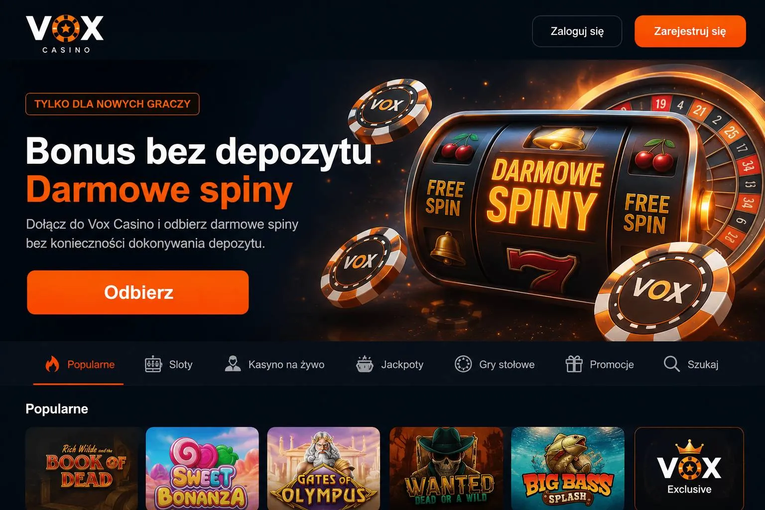 Vox Casino bonus bez depozytu w darmowych spinach