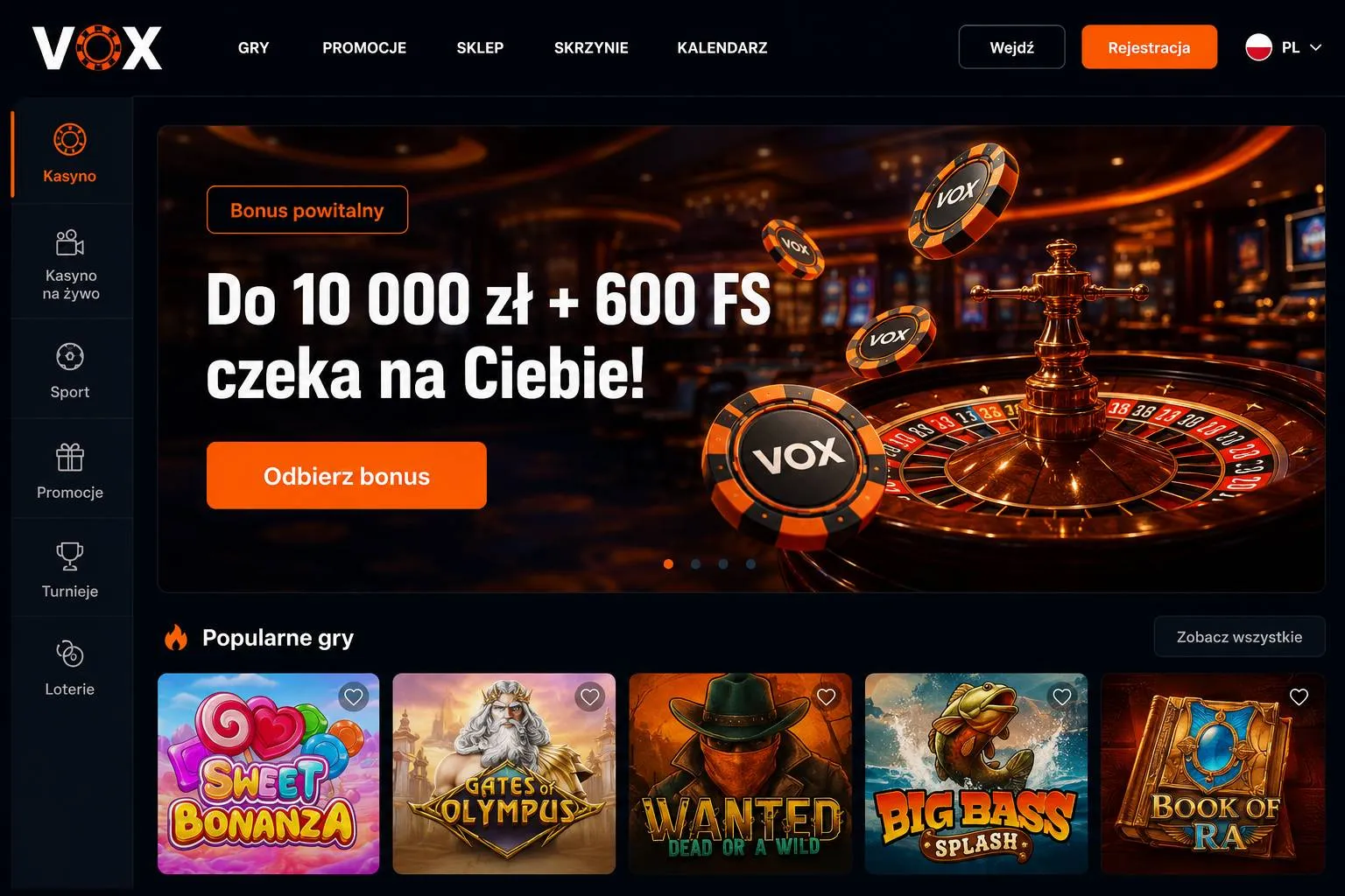 Bonus powitalny w Vox Casino do 10 000 zł